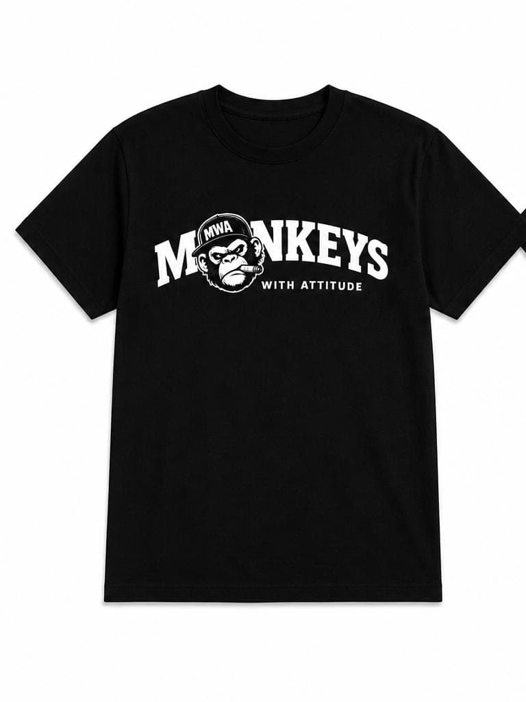 Schwarzes Classic Tee von Monkeys with Attitude mit Front-Print