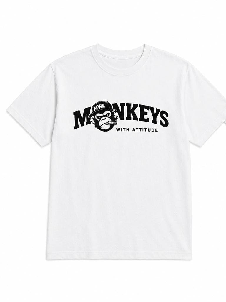 Weißes Classic Tee von Monkeys with Attitude mit Front-Print